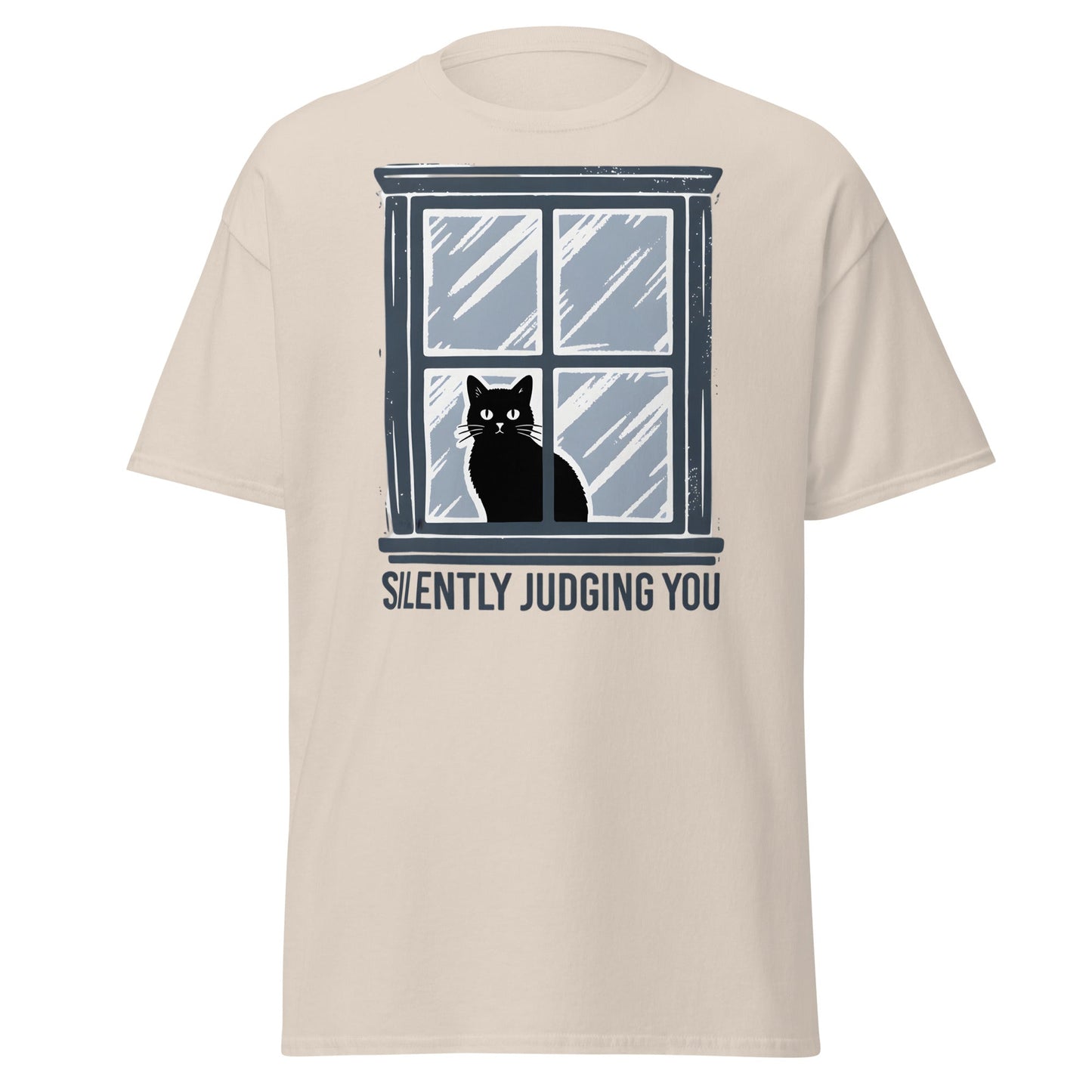 Silently Judging You Cat T-Shirt - Funny Black Cat Tee - Natural - T-Shirts Online
