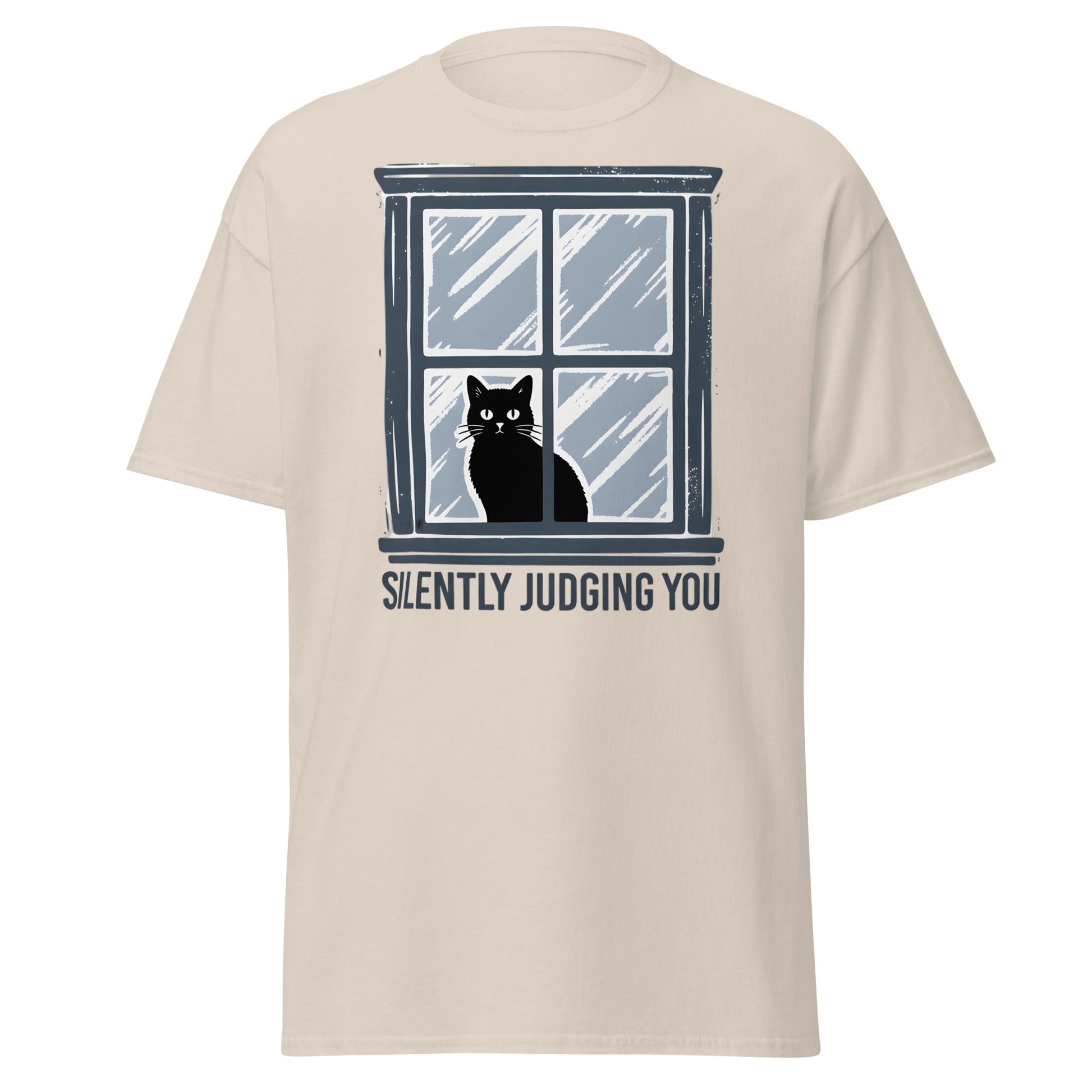 Silently Judging You Cat T-Shirt - Funny Black Cat Tee - Natural - T-Shirts Online