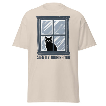 Silently Judging You Cat T-Shirt - Funny Black Cat Tee - Natural - T-Shirts Online