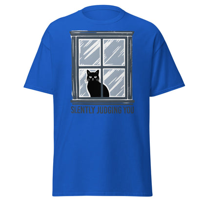 Silently Judging You Cat T-Shirt - Funny Black Cat Tee - Royal - T-Shirts Online