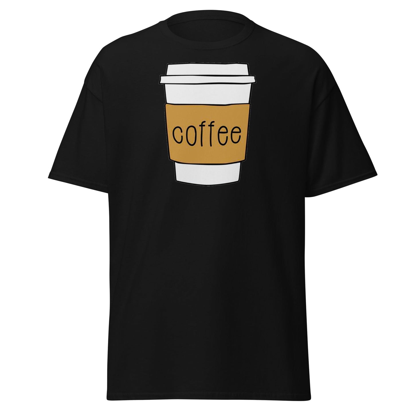 Simple Hand - Drawn Coffee Cup T-Shirt - Black - T-Shirts Online