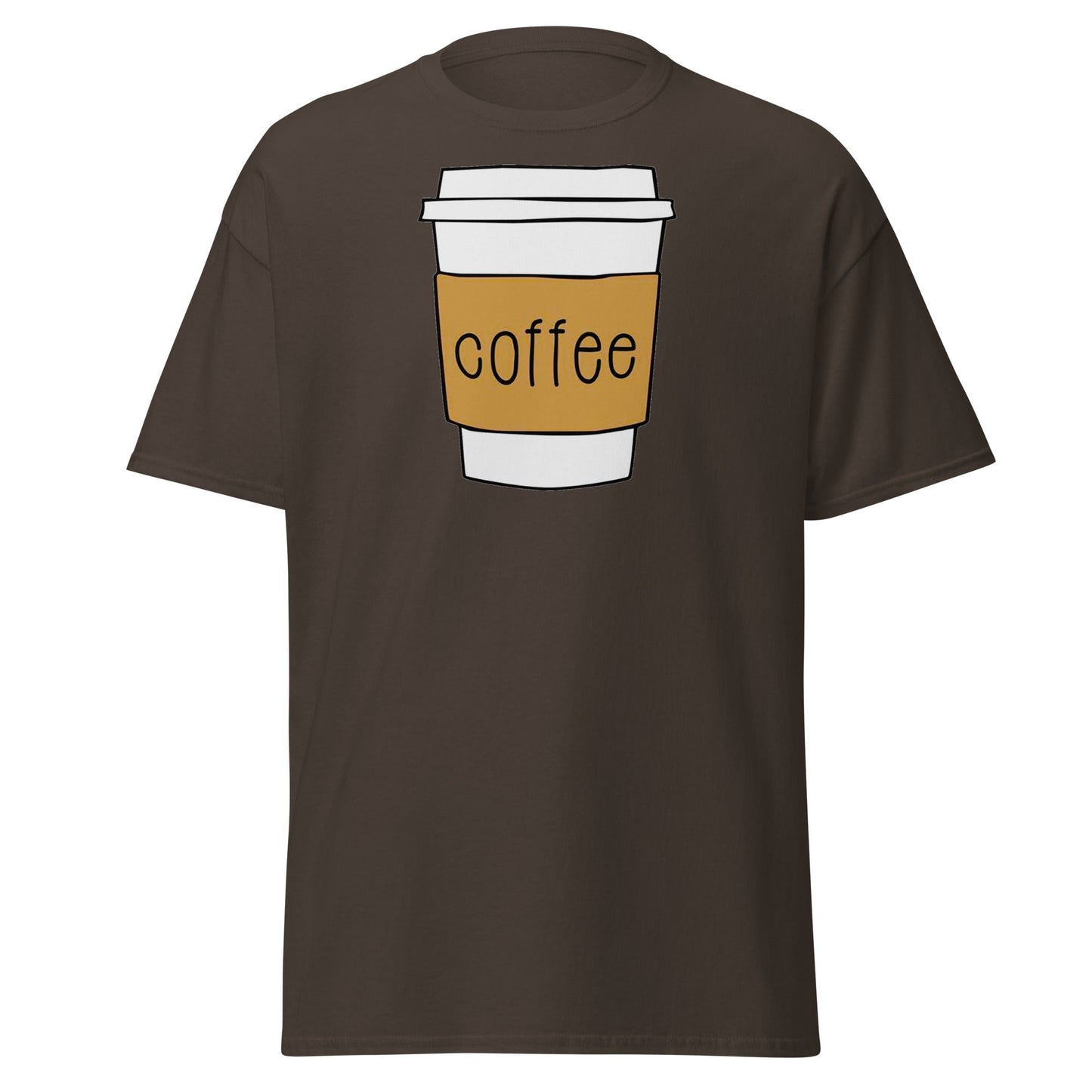 Simple Hand - Drawn Coffee Cup T-Shirt - Dark Chocolate - T-Shirts Online