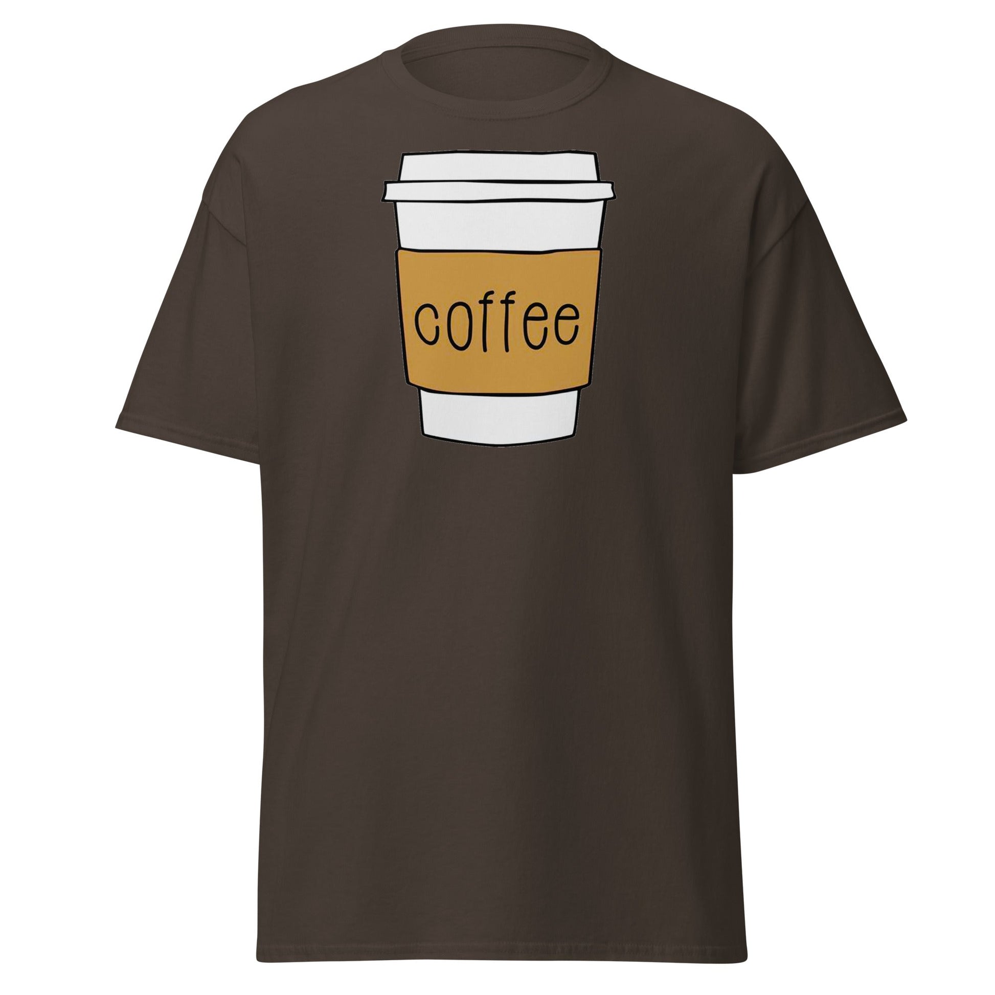 Simple Hand - Drawn Coffee Cup T-Shirt - Dark Chocolate - T-Shirts Online