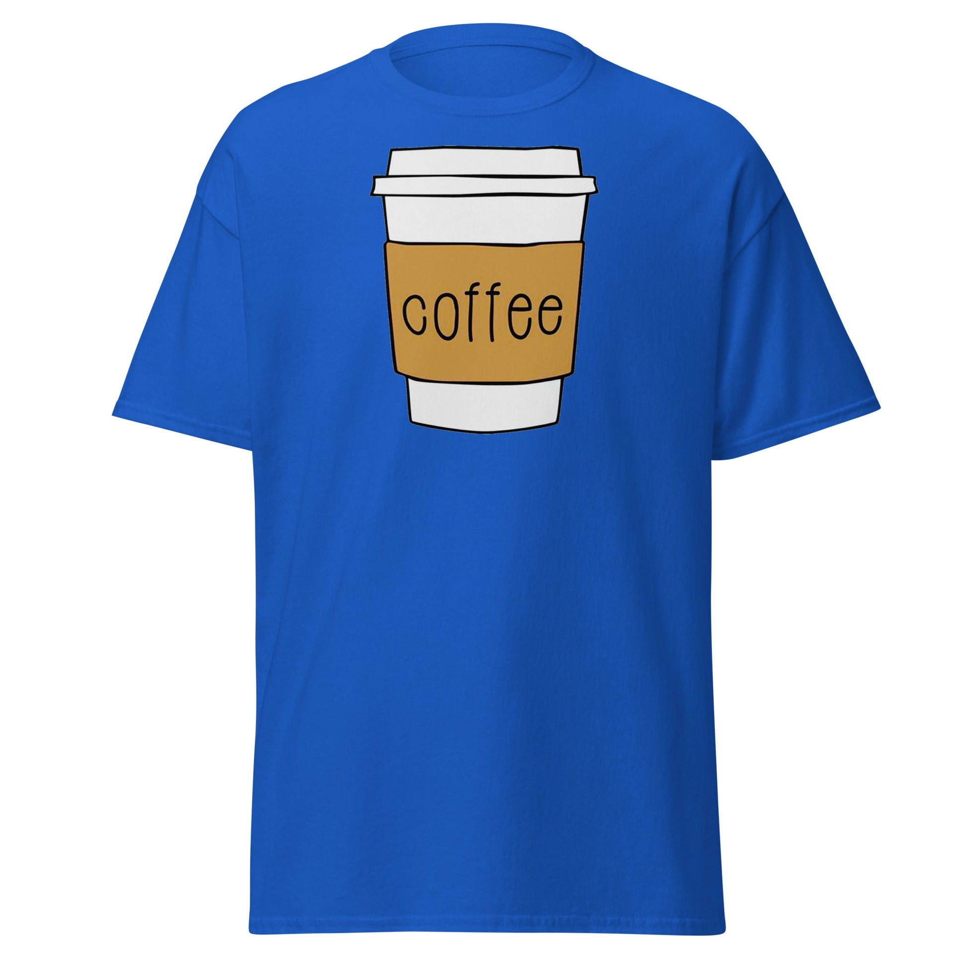 Simple Hand - Drawn Coffee Cup T-Shirt - Royal - T-Shirts Online