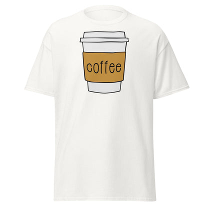 Simple Hand - Drawn Coffee Cup T-Shirt - White - T-Shirts Online