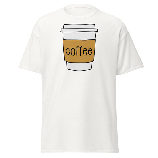 Simple Hand - Drawn Coffee Cup T-Shirt - White - T-Shirts Online