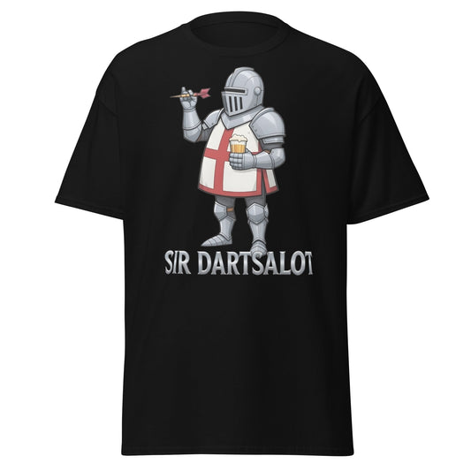 Sir Dartsalot T-Shirt - Funny Knight Darts & Beer Tee - Black - T-Shirts Online