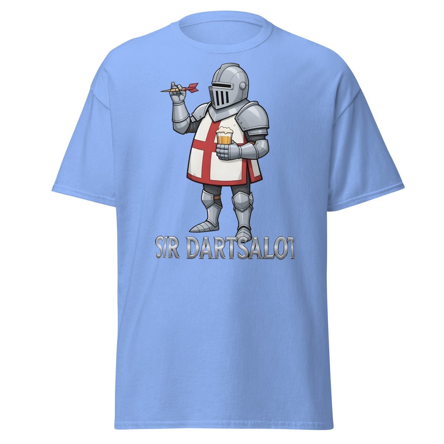 Sir Dartsalot T-Shirt - Funny Knight Darts & Beer Tee - Carolina Blue - T-Shirts Online