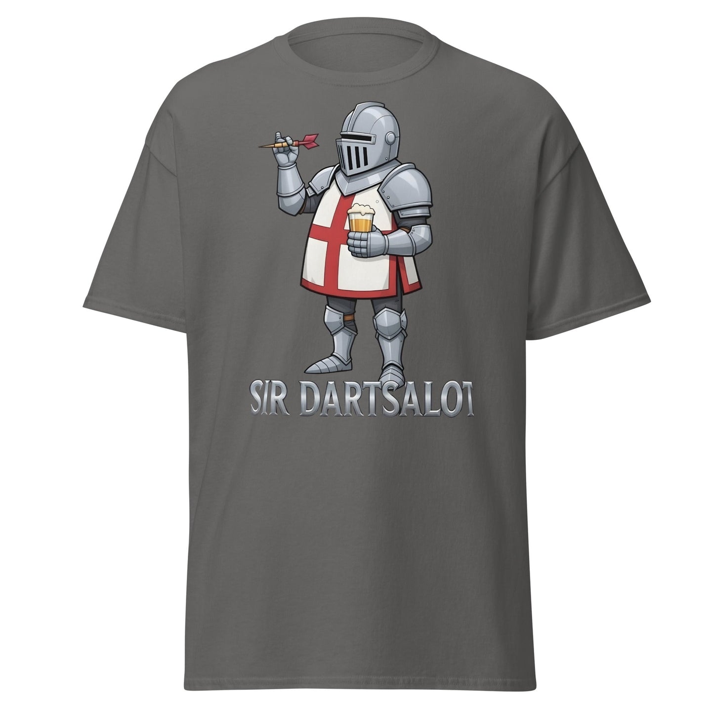 Sir Dartsalot T-Shirt - Funny Knight Darts & Beer Tee - Charcoal - T-Shirts Online