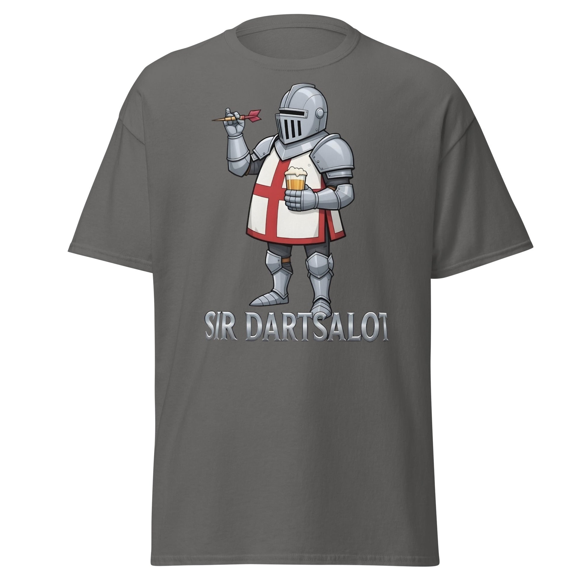 Sir Dartsalot T-Shirt - Funny Knight Darts & Beer Tee - Charcoal - T-Shirts Online