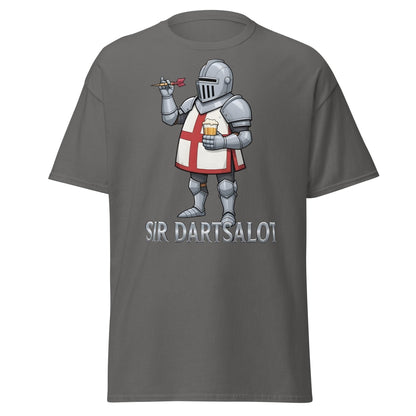 Sir Dartsalot T-Shirt - Funny Knight Darts & Beer Tee - Charcoal - T-Shirts Online