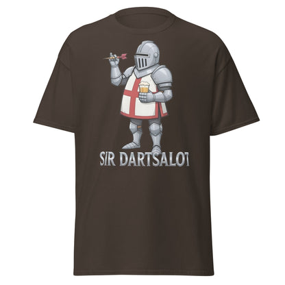 Sir Dartsalot T-Shirt - Funny Knight Darts & Beer Tee - Dark Chocolate - T-Shirts Online