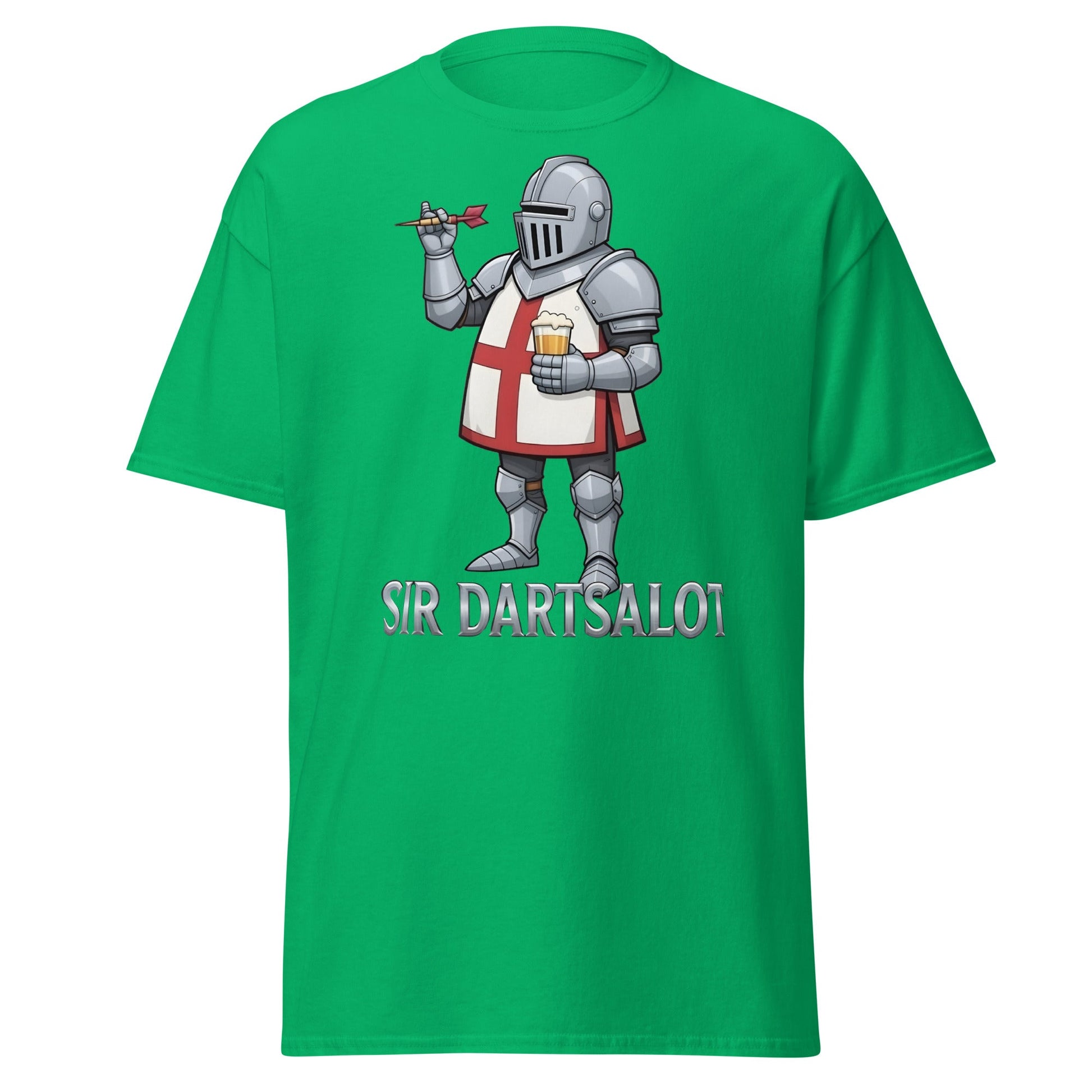 Sir Dartsalot T-Shirt - Funny Knight Darts & Beer Tee - Irish Green - T-Shirts Online