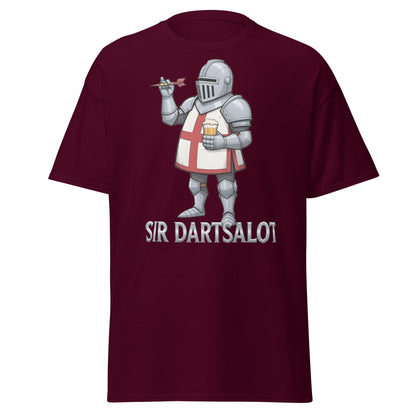 Sir Dartsalot T-Shirt - Funny Knight Darts & Beer Tee - Maroon - T-Shirts Online