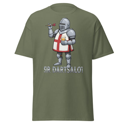 Sir Dartsalot T-Shirt - Funny Knight Darts & Beer Tee - Military Green - T-Shirts Online