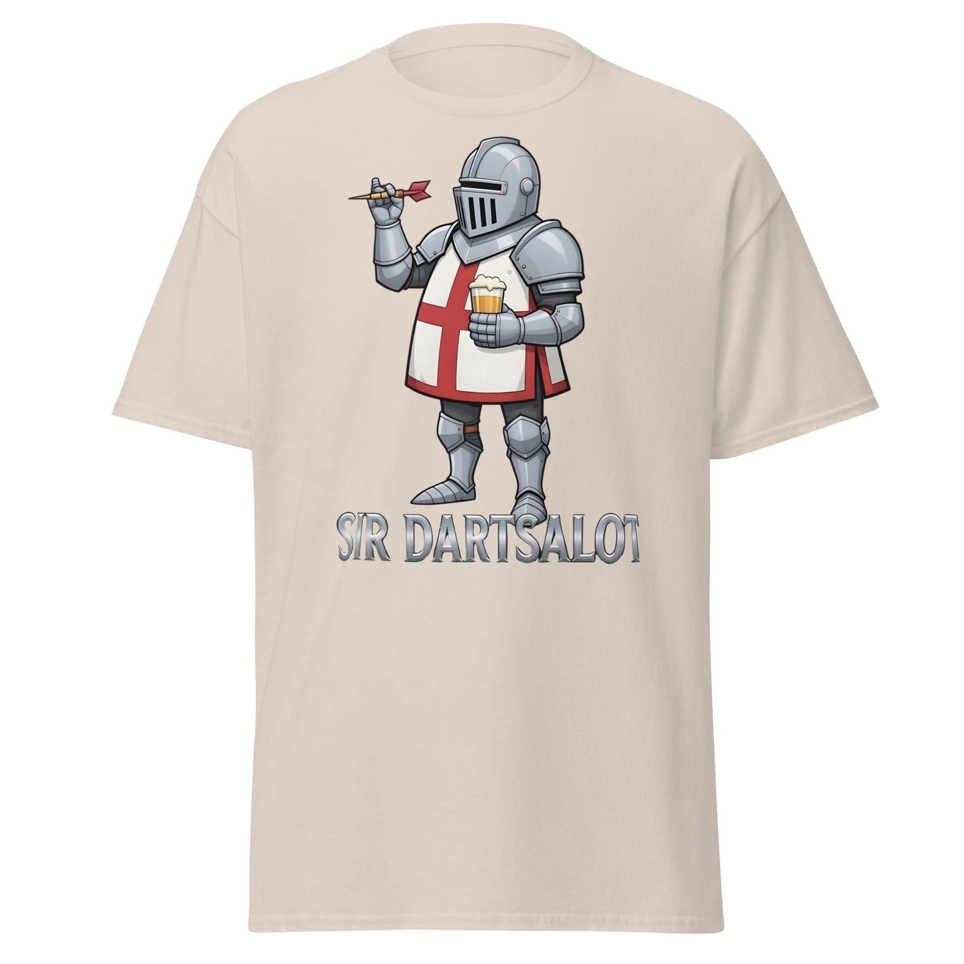 Sir Dartsalot T-Shirt - Funny Knight Darts & Beer Tee - Natural - T-Shirts Online