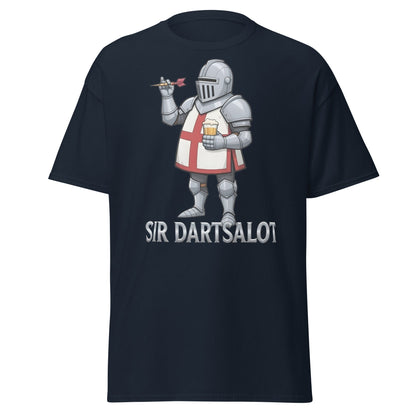 Sir Dartsalot T-Shirt - Funny Knight Darts & Beer Tee - Navy - T-Shirts Online