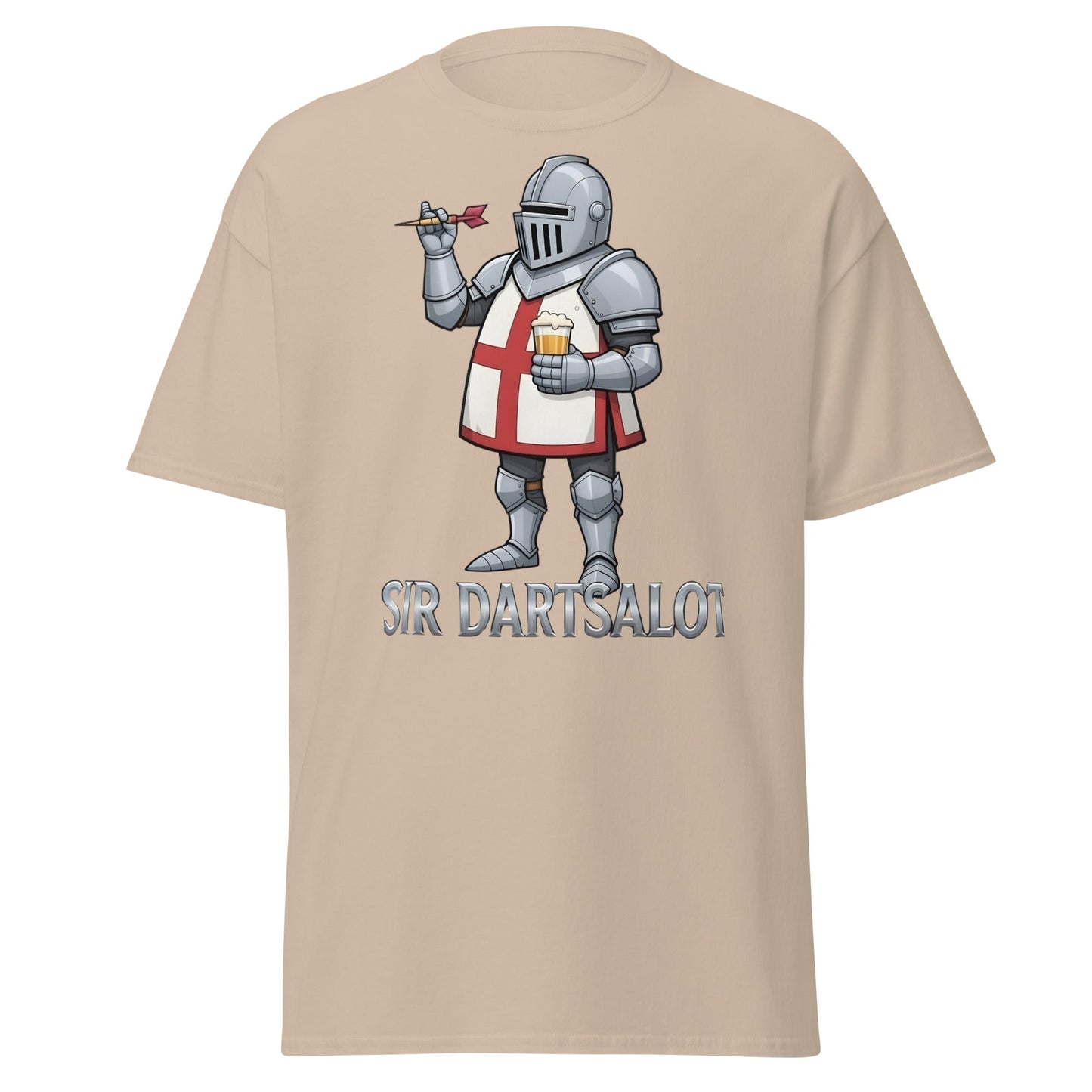 Sir Dartsalot T-Shirt - Funny Knight Darts & Beer Tee - Sand - T-Shirts Online