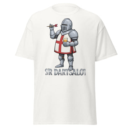 Sir Dartsalot T-Shirt - Funny Knight Darts & Beer Tee - White - T-Shirts Online