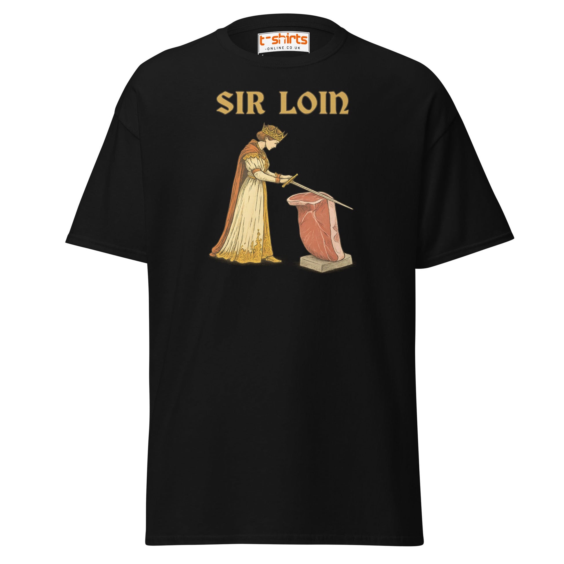 Sir Loin T-Shirt – Funny Steak Knight Pun Tee - Black - T-Shirts Online