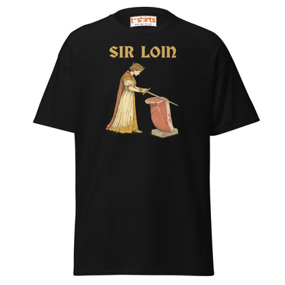 Sir Loin T-Shirt – Funny Steak Knight Pun Tee - Black - T-Shirts Online