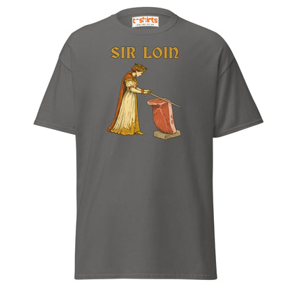 Sir Loin T-Shirt – Funny Steak Knight Pun Tee - Charcoal - T-Shirts Online