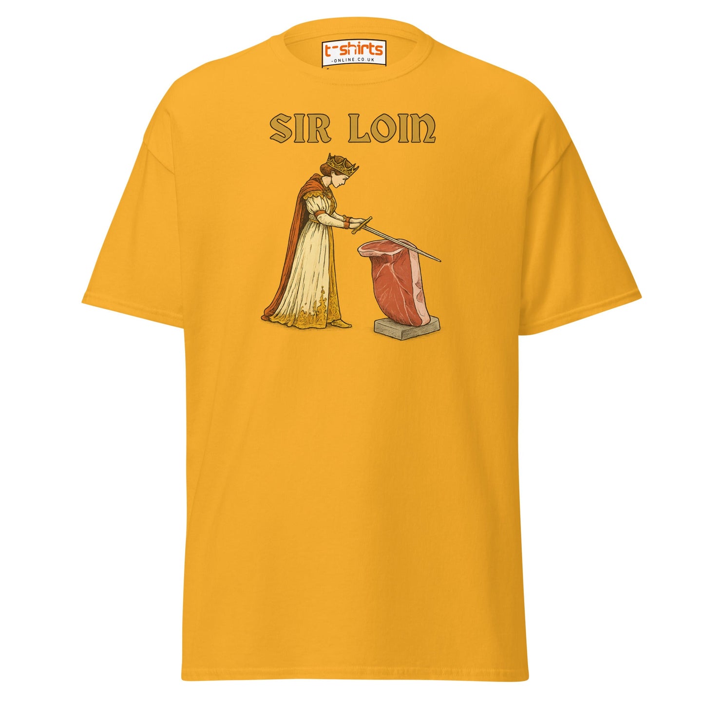 Sir Loin T-Shirt – Funny Steak Knight Pun Tee - Gold - T-Shirts Online