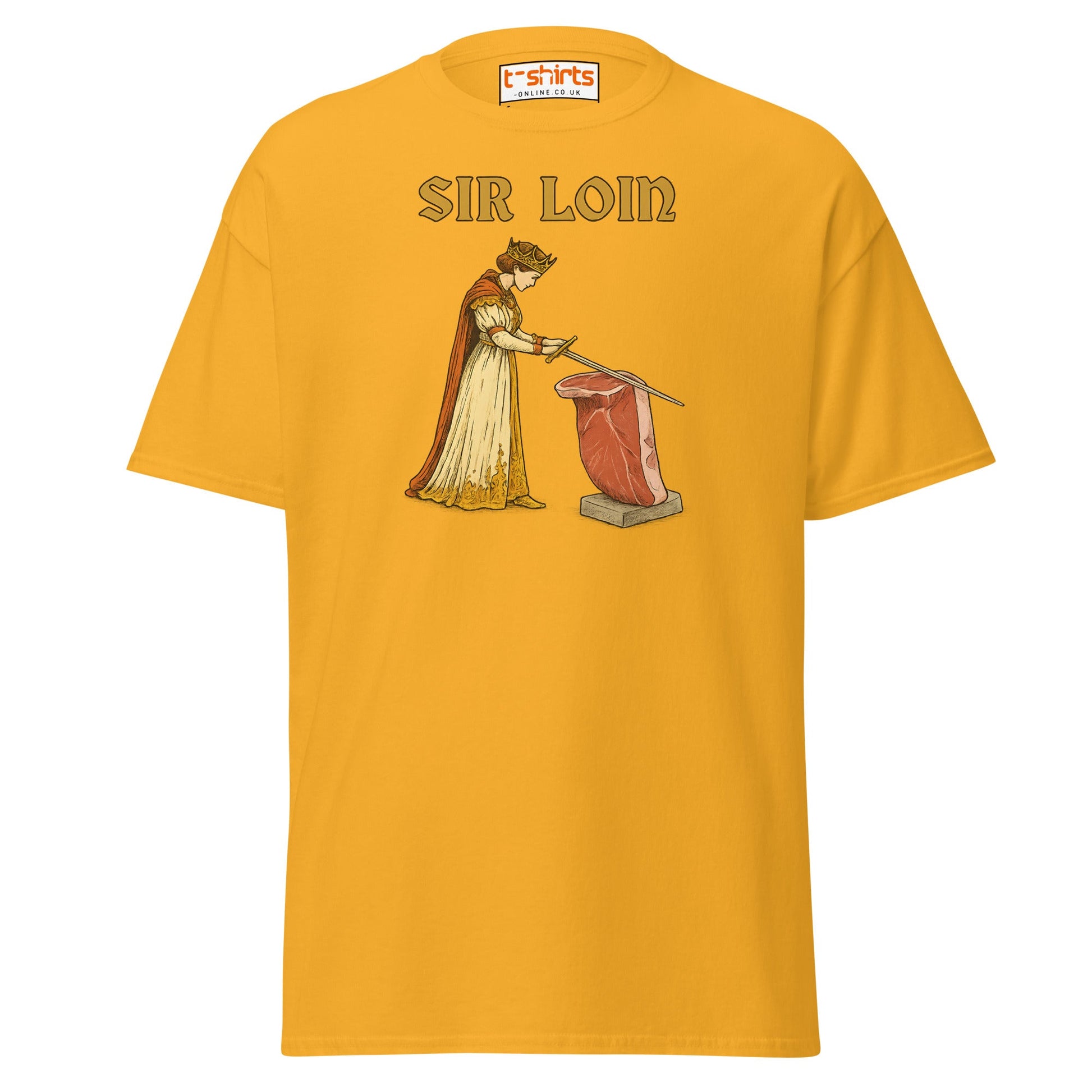 Sir Loin T-Shirt – Funny Steak Knight Pun Tee - Gold - T-Shirts Online