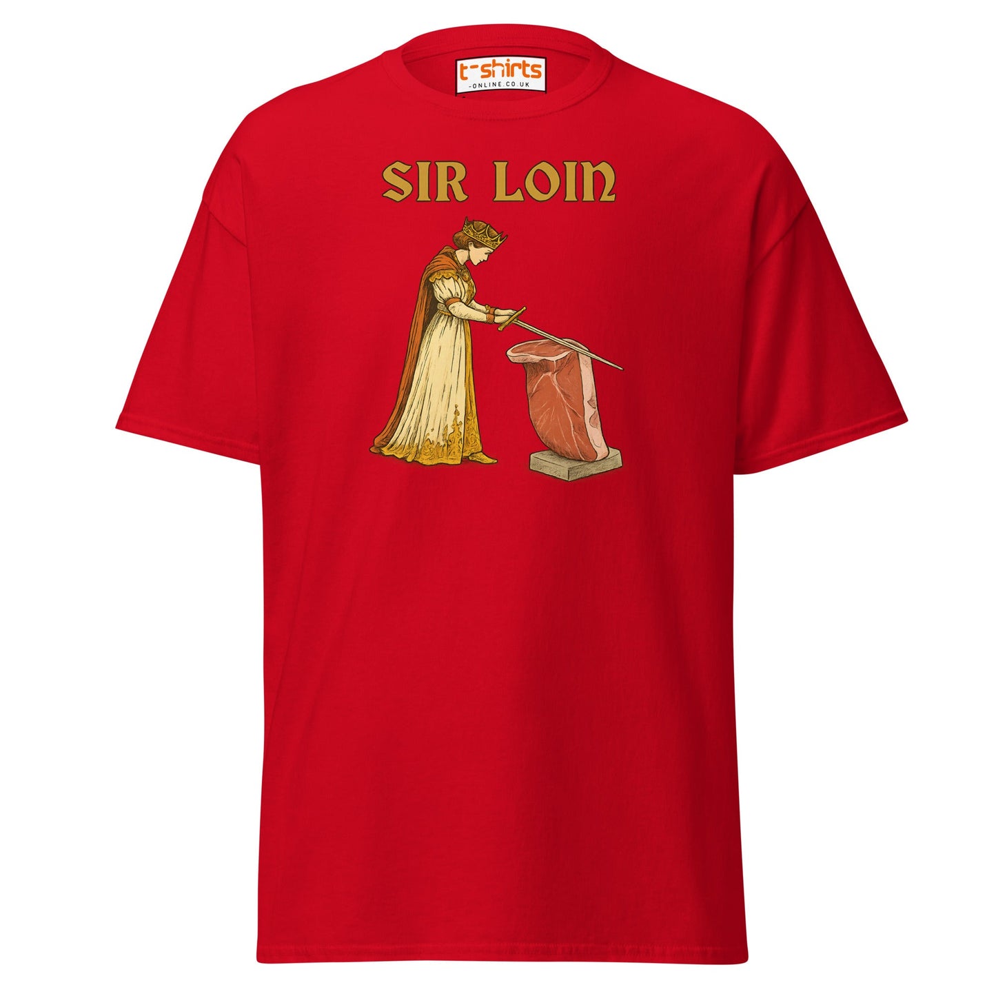 Sir Loin T-Shirt – Funny Steak Knight Pun Tee - Red - T-Shirts Online