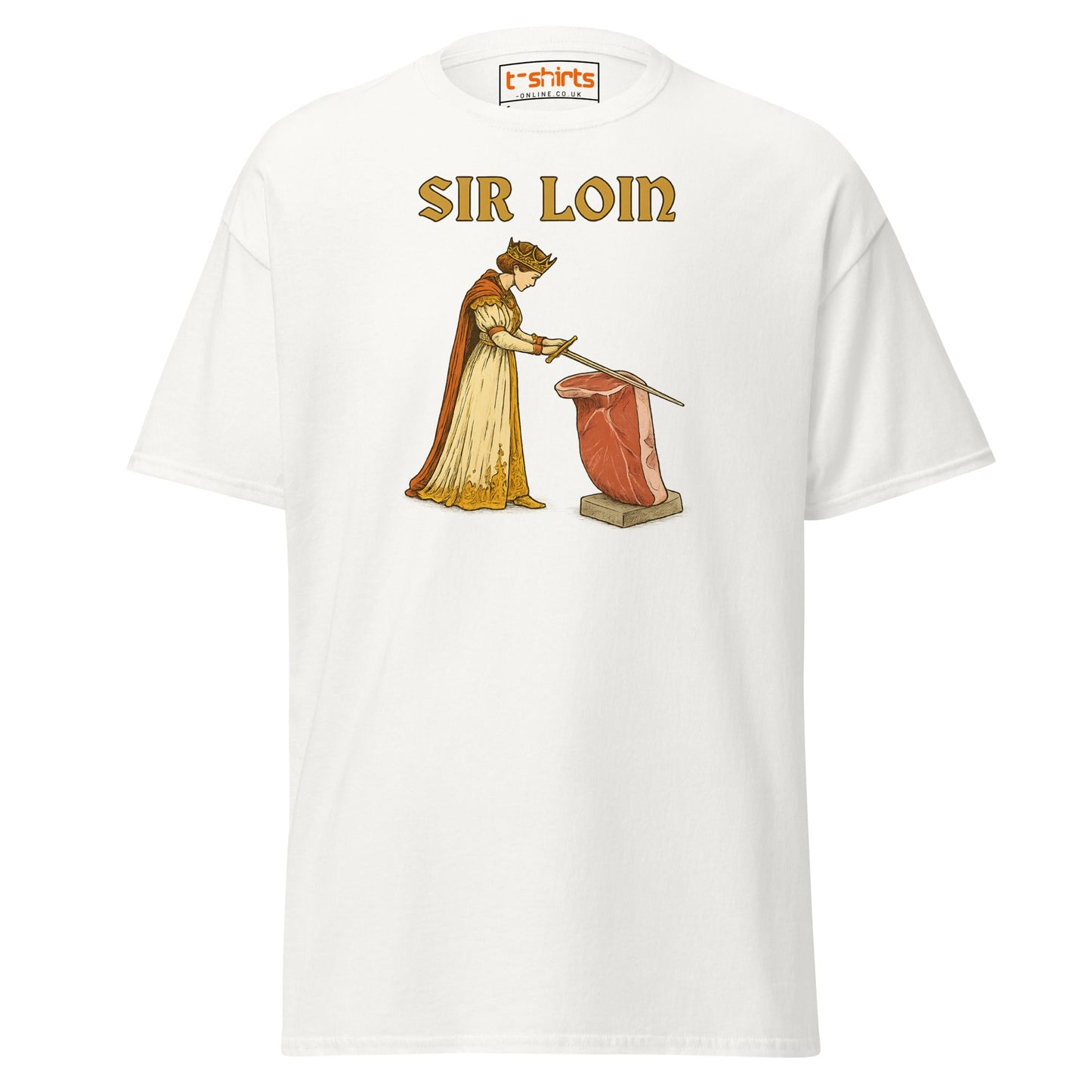Sir Loin T-Shirt – Funny Steak Knight Pun Tee - White - T-Shirts Online