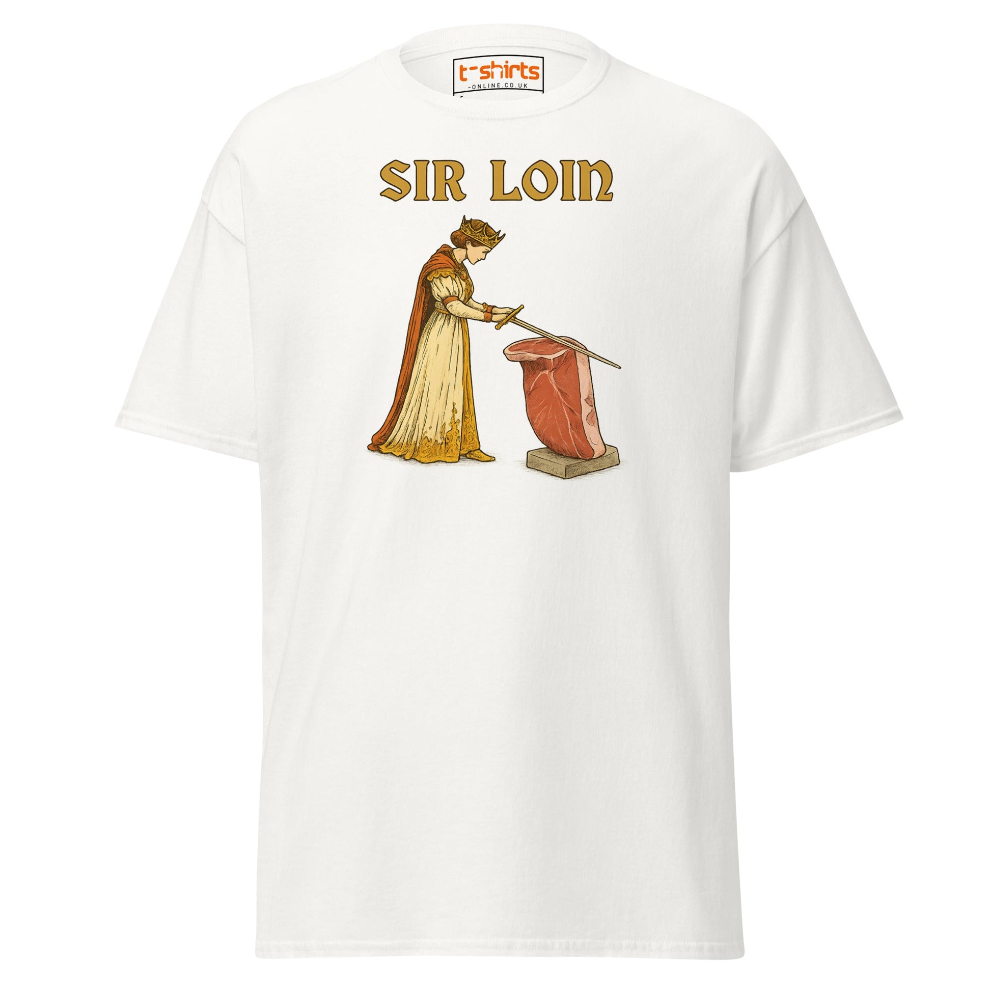 Sir Loin T-Shirt – Funny Steak Knight Pun Tee - White - T-Shirts Online