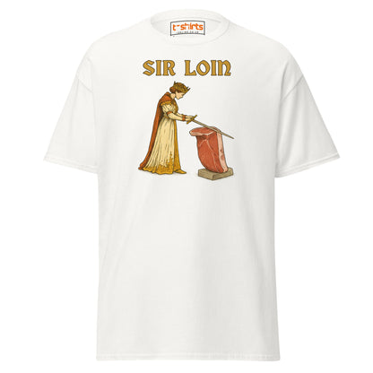 Sir Loin T-Shirt – Funny Steak Knight Pun Tee - White - T-Shirts Online