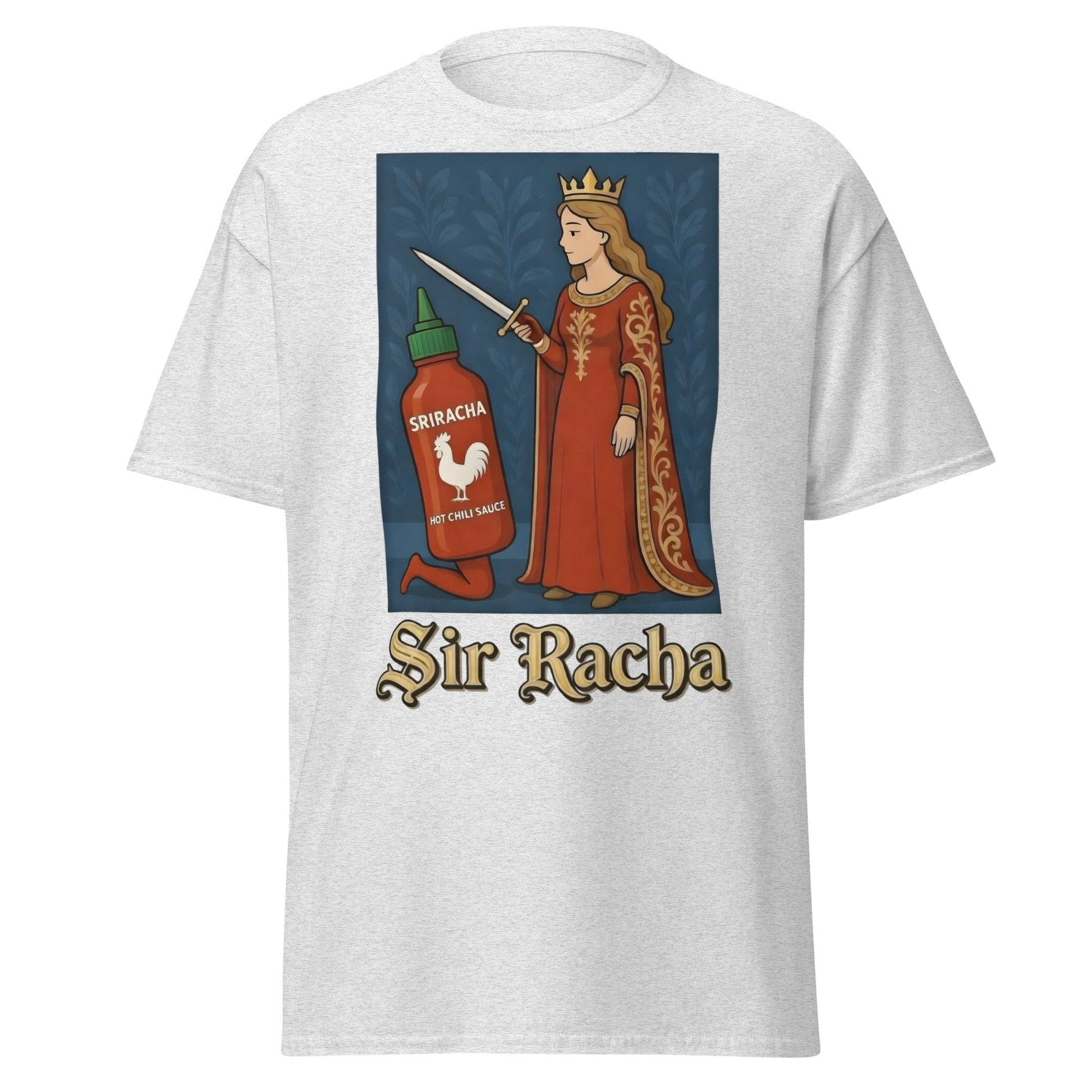 Sir Racha T-Shirt - Funny Medieval Hot Sauce Pun Tee - Ash - T-Shirts Online
