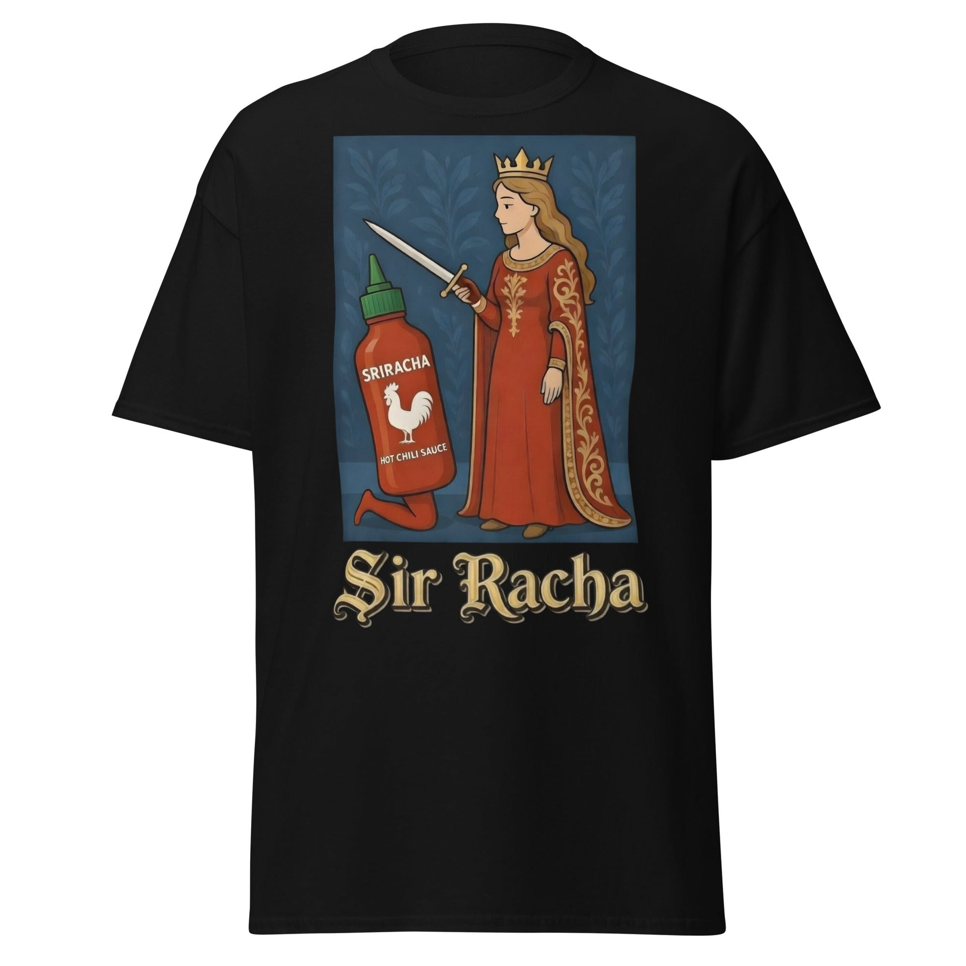 Sir Racha T-Shirt - Funny Medieval Hot Sauce Pun Tee - Black - T-Shirts Online