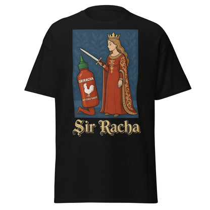 Sir Racha T-Shirt - Funny Medieval Hot Sauce Pun Tee - Black - T-Shirts Online