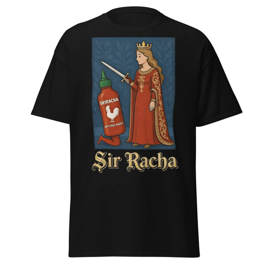 Sir Racha T-Shirt - Funny Medieval Hot Sauce Pun Tee - Black - T-Shirts Online