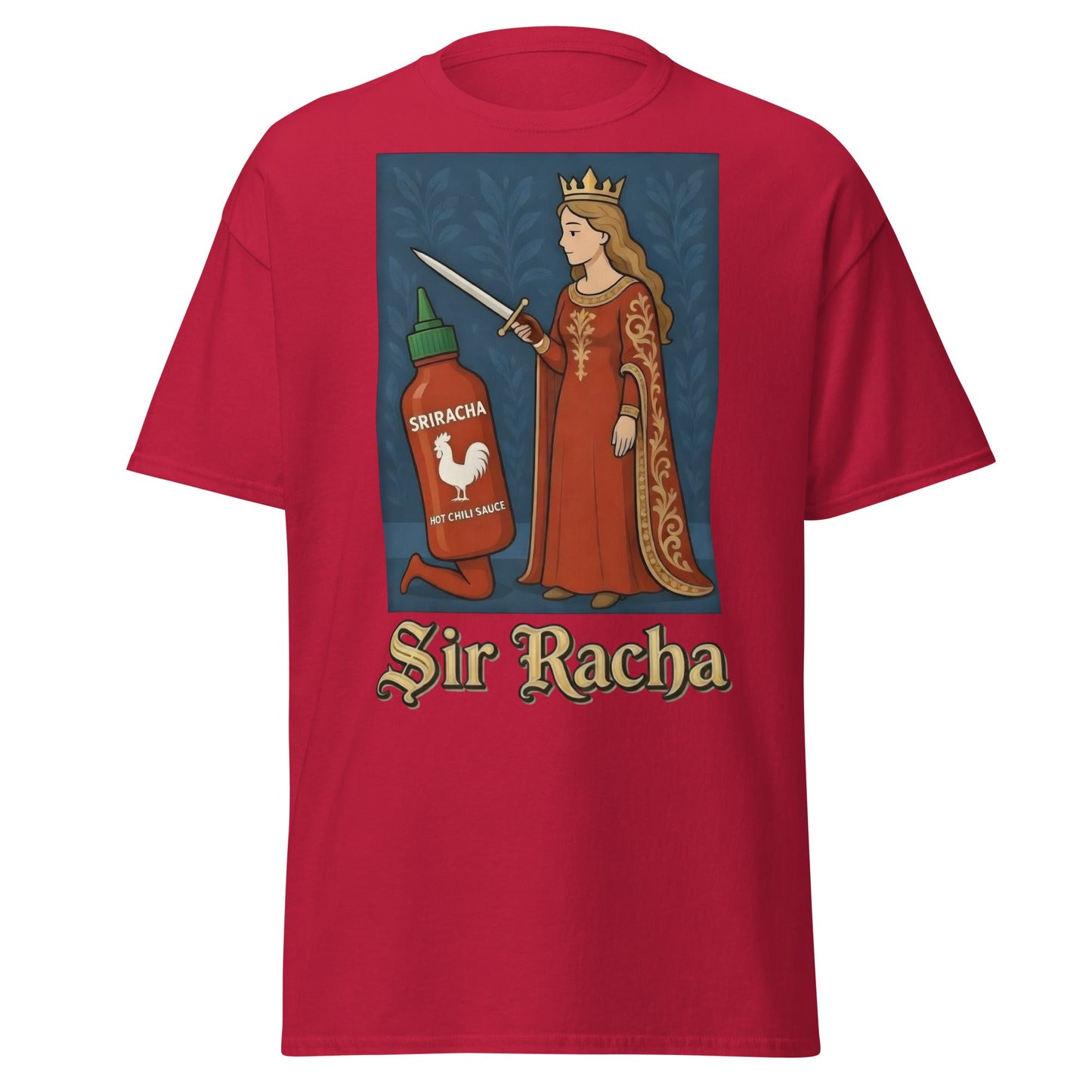 Sir Racha T-Shirt - Funny Medieval Hot Sauce Pun Tee - Cardinal - T-Shirts Online