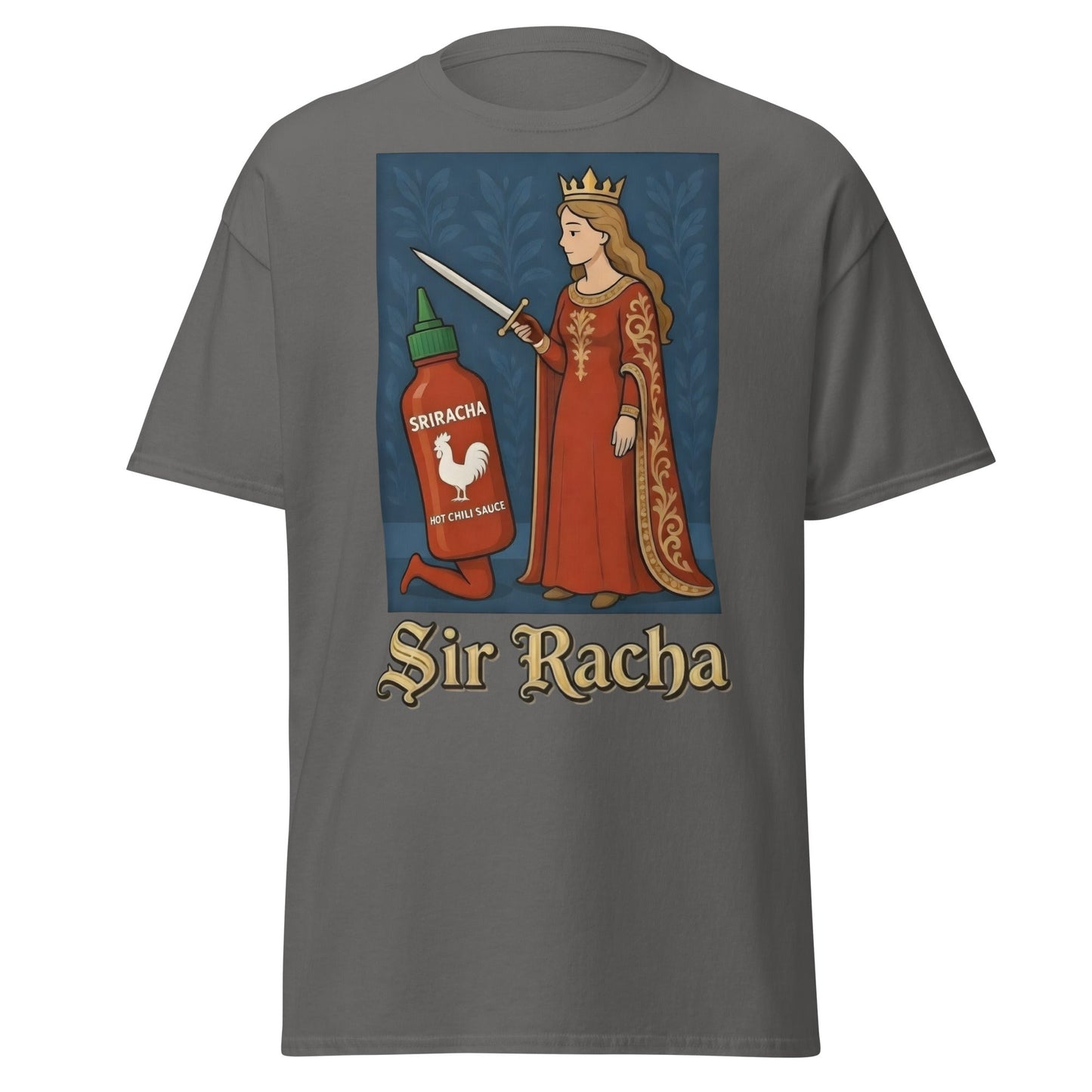 Sir Racha T-Shirt - Funny Medieval Hot Sauce Pun Tee - Charcoal - T-Shirts Online