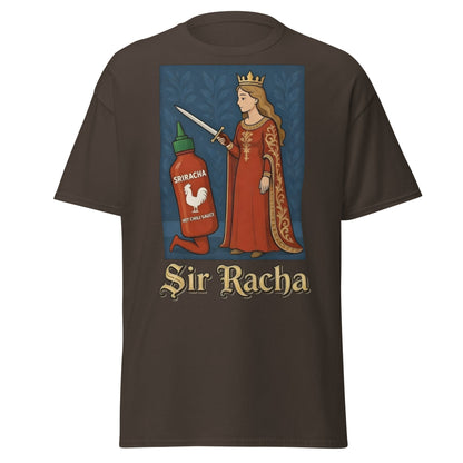 Sir Racha T-Shirt - Funny Medieval Hot Sauce Pun Tee - Dark Chocolate - T-Shirts Online