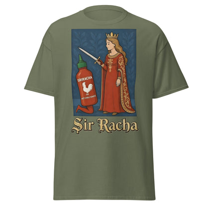Sir Racha T-Shirt - Funny Medieval Hot Sauce Pun Tee - Military Green - T-Shirts Online