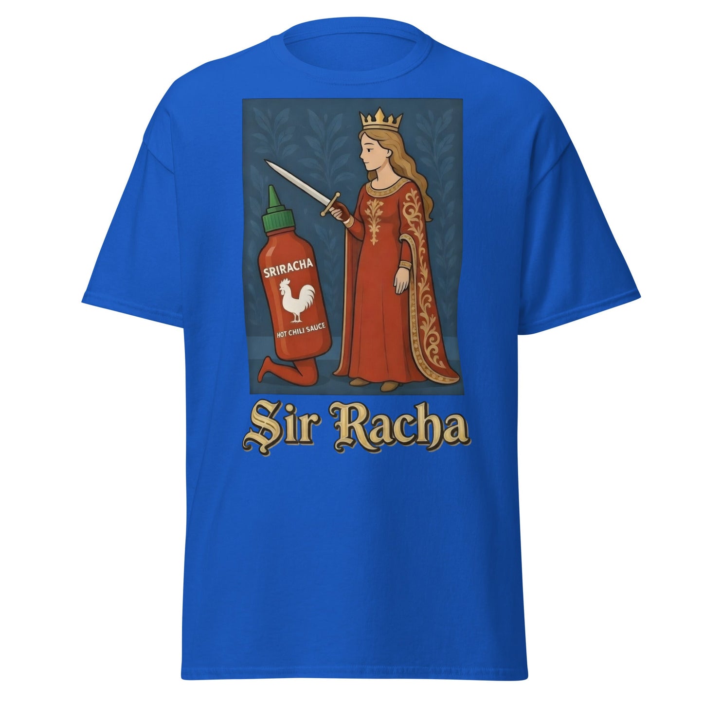 Sir Racha T-Shirt - Funny Medieval Hot Sauce Pun Tee - Royal - T-Shirts Online
