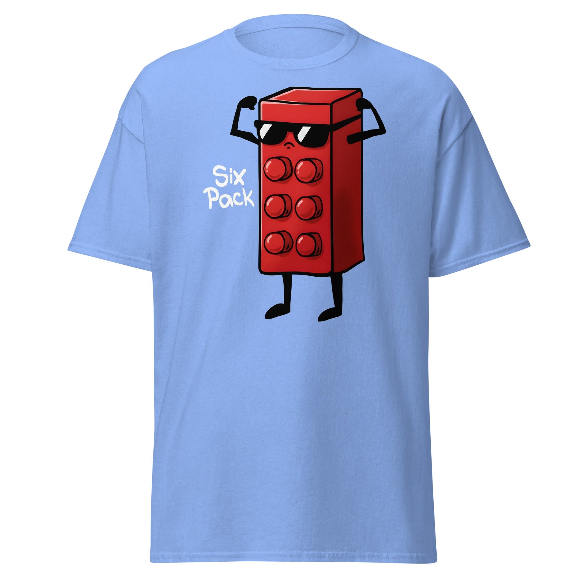Six Pack Abs Funny Toy Brick Gym Workout T-Shirt - Carolina Blue - T-Shirts Online