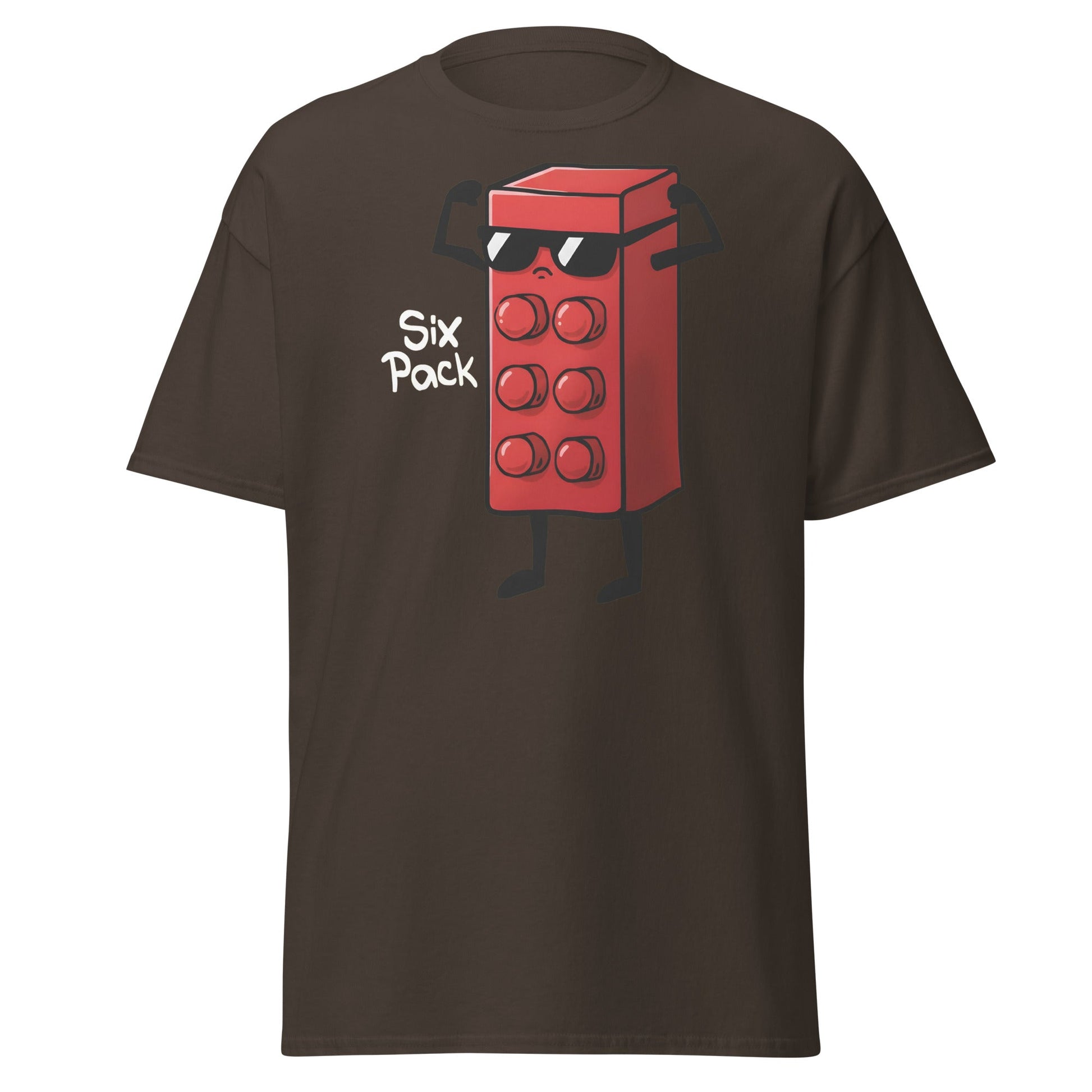 Six Pack Abs Funny Toy Brick Gym Workout T-Shirt - Dark Chocolate - T-Shirts Online