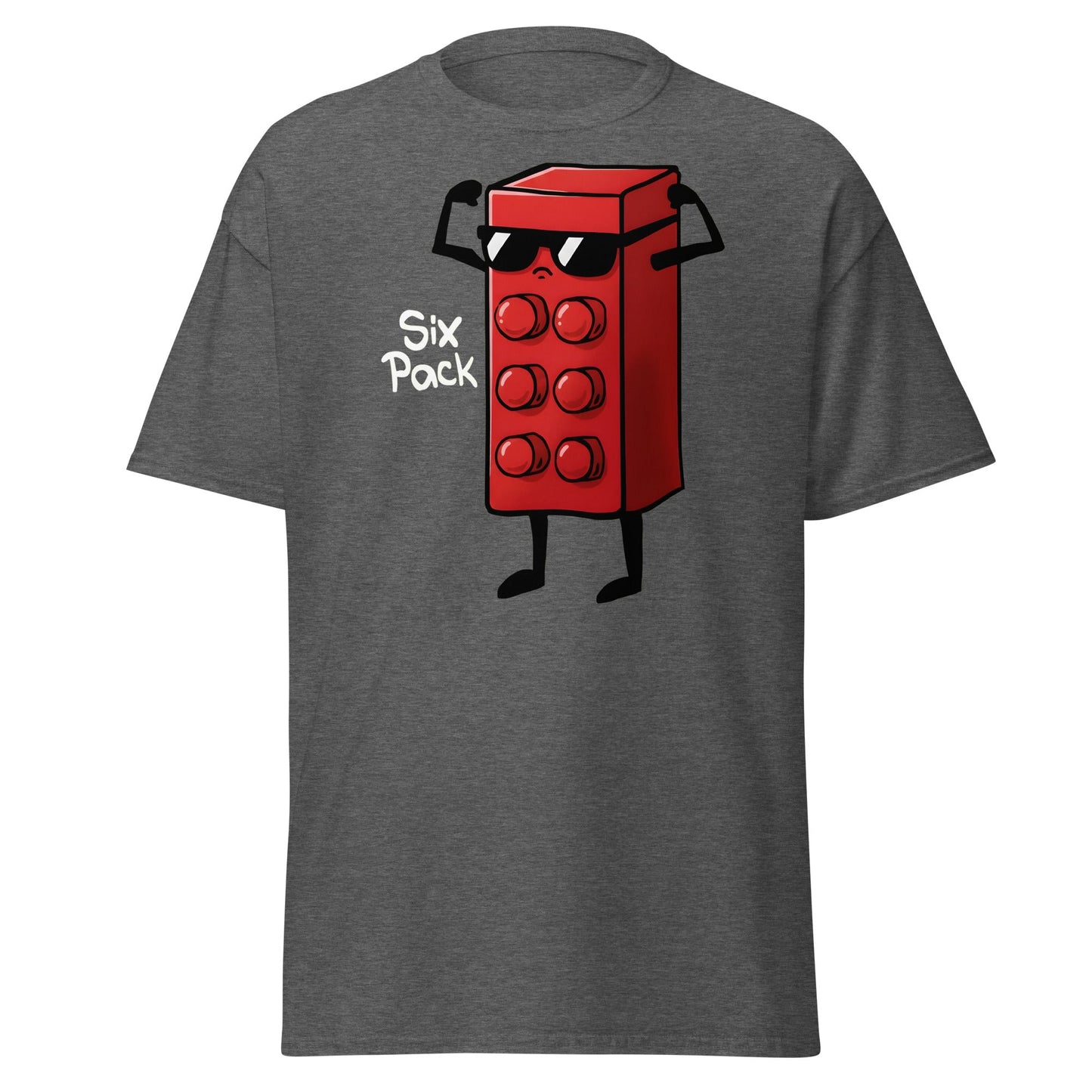 Six Pack Abs Funny Toy Brick Gym Workout T-Shirt - Dark Heather - T-Shirts Online