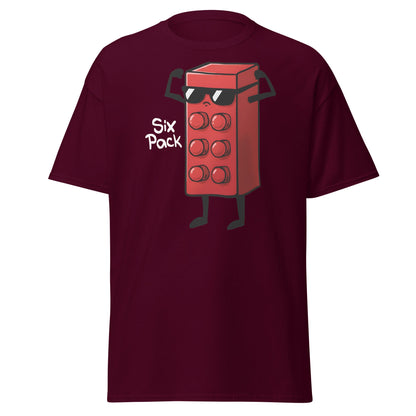 Six Pack Abs Funny Toy Brick Gym Workout T-Shirt - Maroon - T-Shirts Online