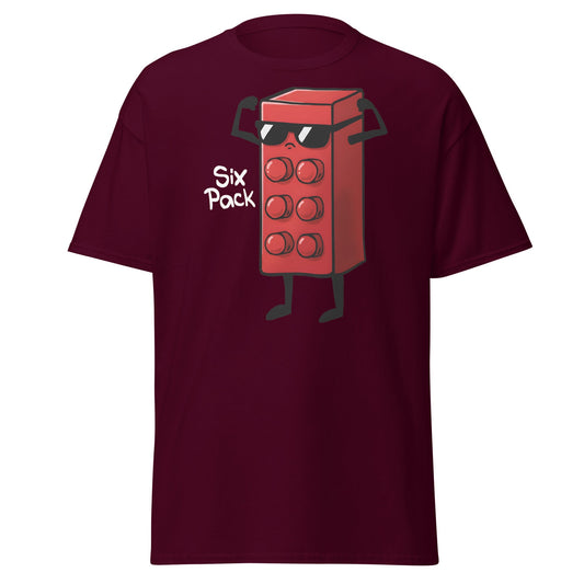 Six Pack Abs Funny Toy Brick Gym Workout T-Shirt - Maroon - T-Shirts Online