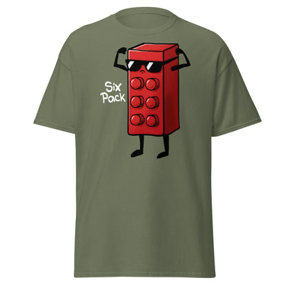 Six Pack Abs Funny Toy Brick Gym Workout T-Shirt - Military Green - T-Shirts Online