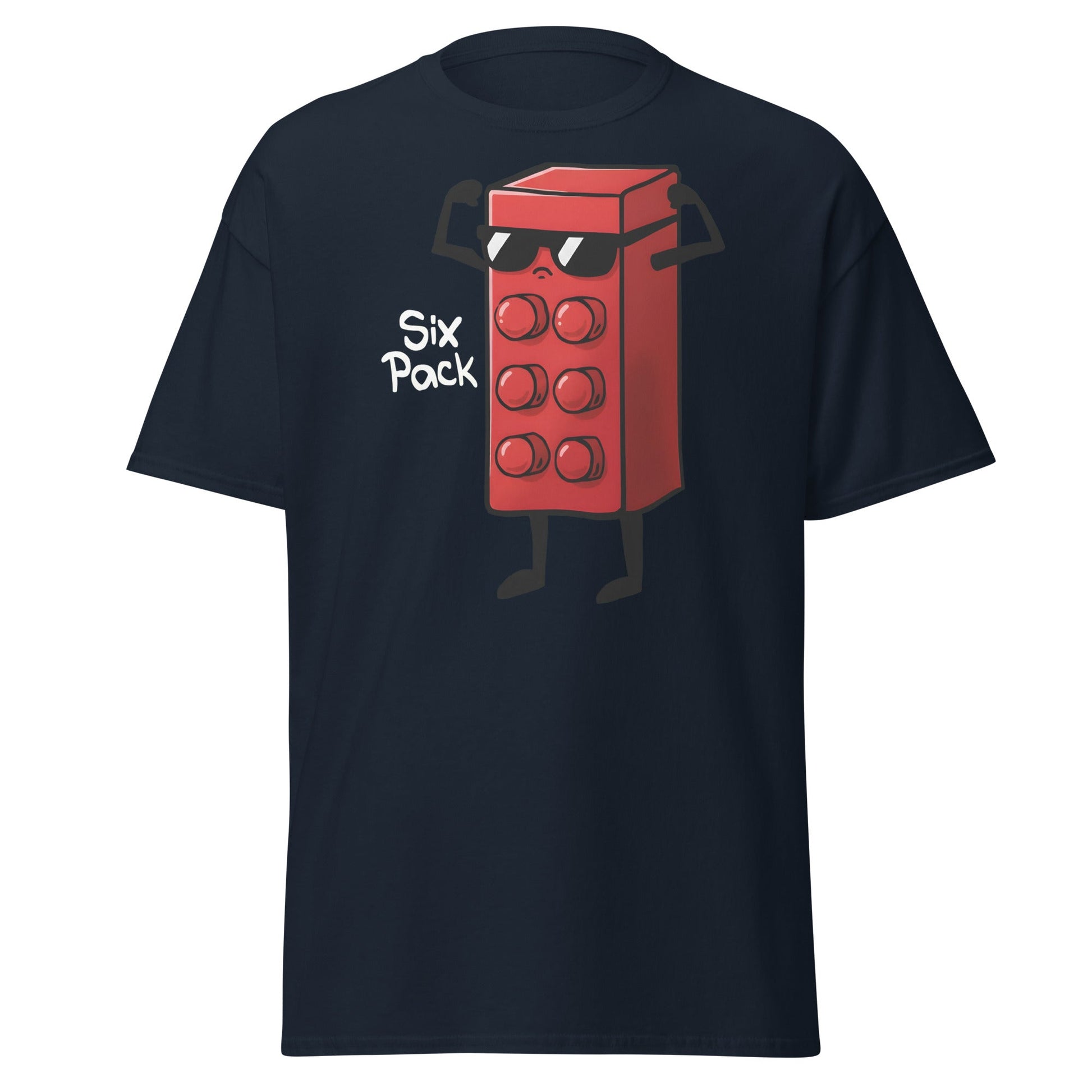 Six Pack Abs Funny Toy Brick Gym Workout T-Shirt - Navy - T-Shirts Online