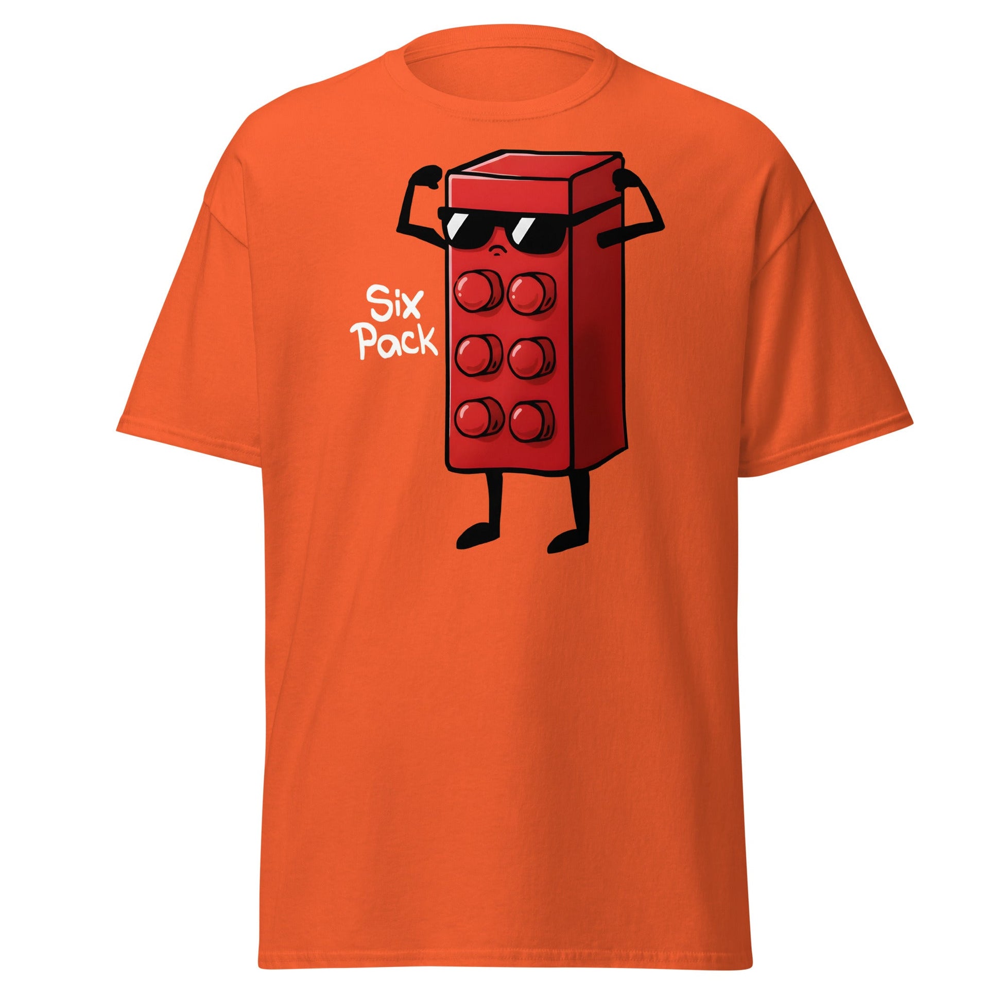 Six Pack Abs Funny Toy Brick Gym Workout T-Shirt - Orange - T-Shirts Online