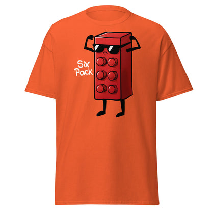 Six Pack Abs Funny Toy Brick Gym Workout T-Shirt - Orange - T-Shirts Online
